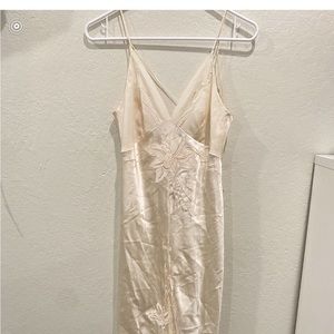 LA PERLA ivory silk chemise  laced double hem gown dress xs